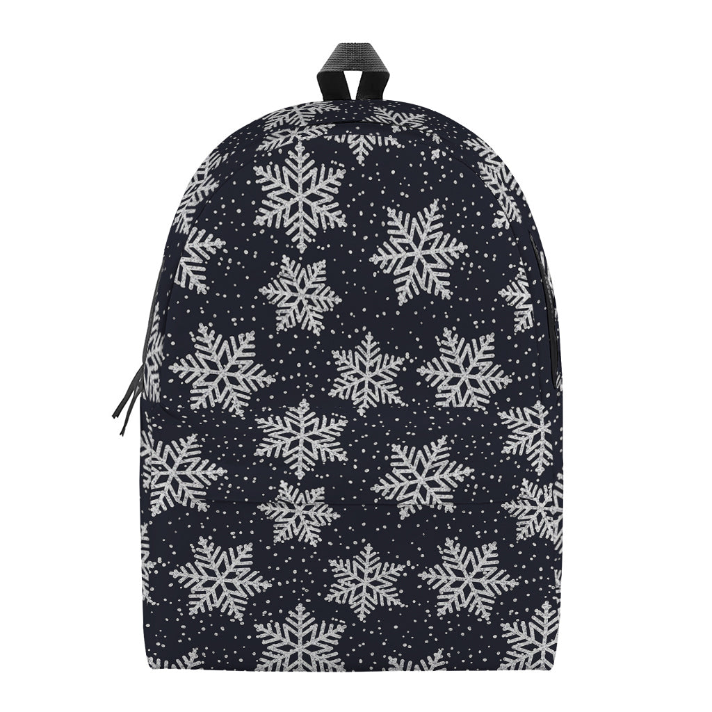 Blue And Silver Snowflake Pattern Print Backpack