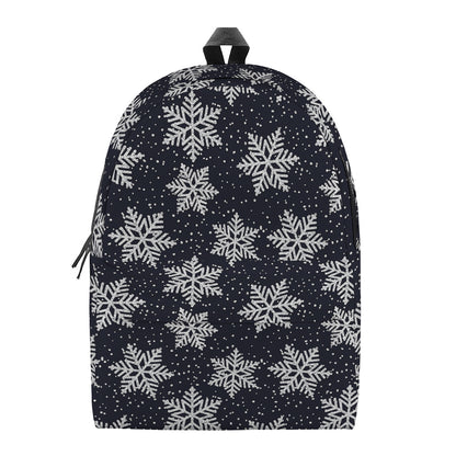 Blue And Silver Snowflake Pattern Print Backpack