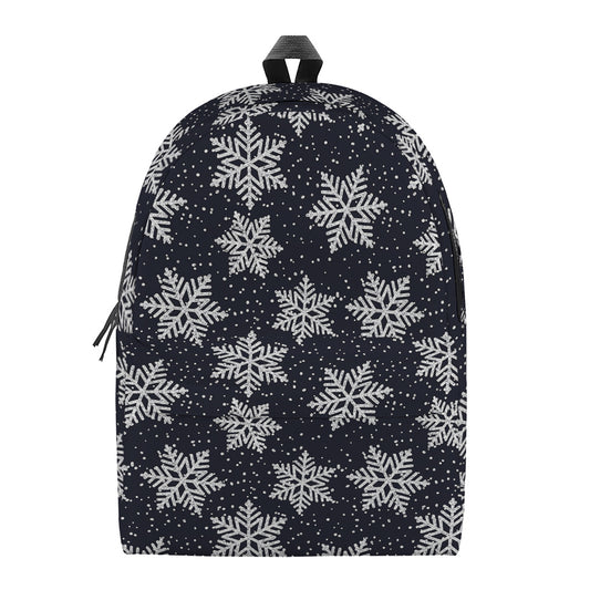 Blue And Silver Snowflake Pattern Print Backpack