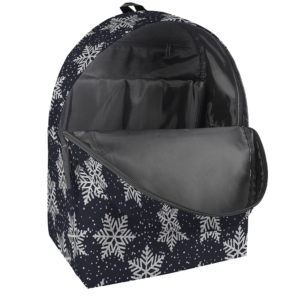 Blue And Silver Snowflake Pattern Print Backpack