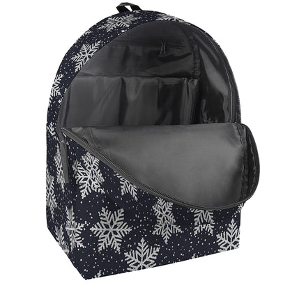 Blue And Silver Snowflake Pattern Print Backpack