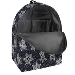 Blue And Silver Snowflake Pattern Print Backpack