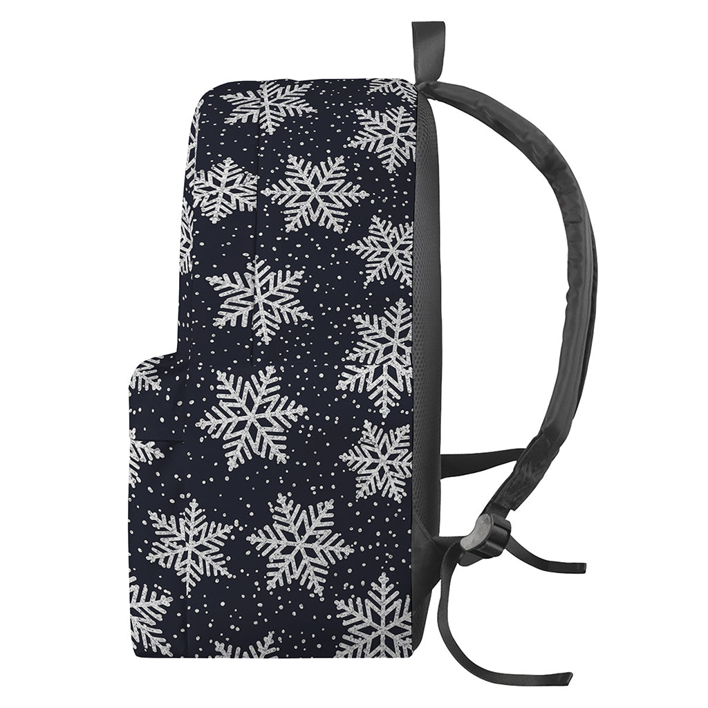 Blue And Silver Snowflake Pattern Print Backpack
