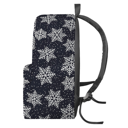 Blue And Silver Snowflake Pattern Print Backpack