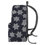 Blue And Silver Snowflake Pattern Print Backpack