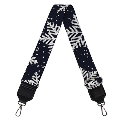 Blue And Silver Snowflake Pattern Print Bag Strap