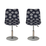Blue And Silver Snowflake Pattern Print Bar Stool Covers