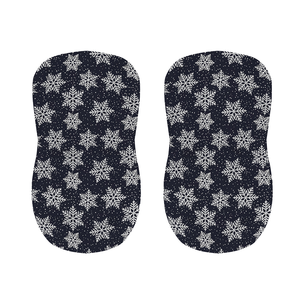 Blue And Silver Snowflake Pattern Print Bar Stool Covers