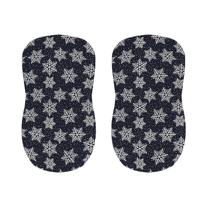 Blue And Silver Snowflake Pattern Print Bar Stool Covers