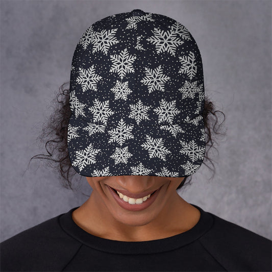 Blue And Silver Snowflake Pattern Print Baseball Cap