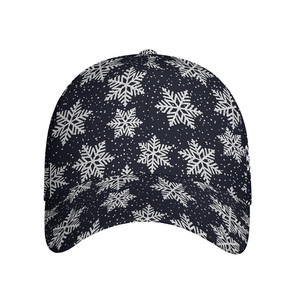 Blue And Silver Snowflake Pattern Print Baseball Cap
