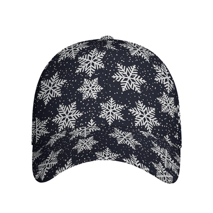 Blue And Silver Snowflake Pattern Print Baseball Cap