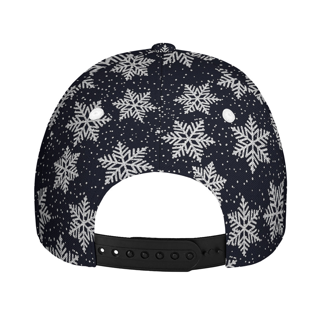 Blue And Silver Snowflake Pattern Print Baseball Cap