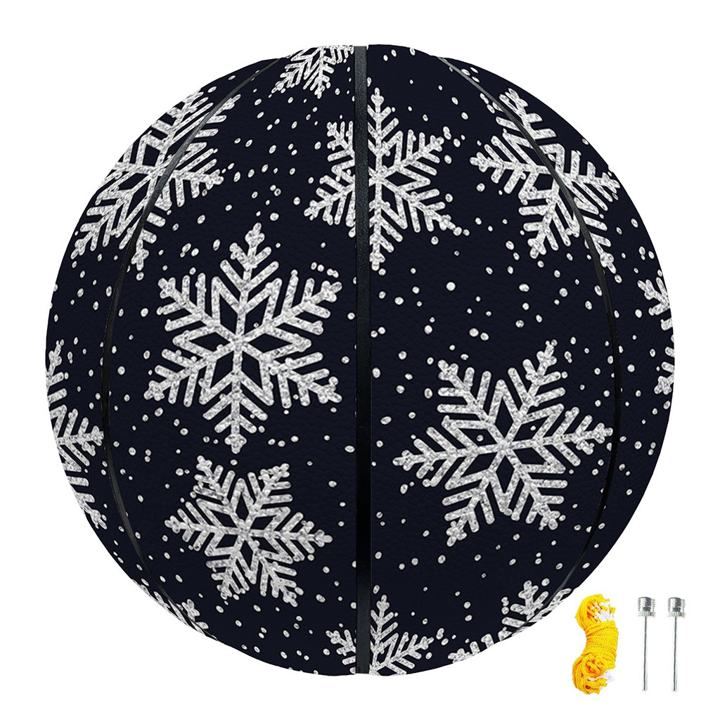Blue And Silver Snowflake Pattern Print Basketball