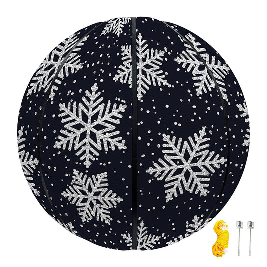 Blue And Silver Snowflake Pattern Print Basketball
