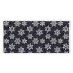 Blue And Silver Snowflake Pattern Print Beach Towel