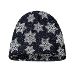 Blue And Silver Snowflake Pattern Print Beanie