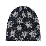 Blue And Silver Snowflake Pattern Print Beanie
