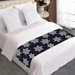 Blue And Silver Snowflake Pattern Print Bed Runner