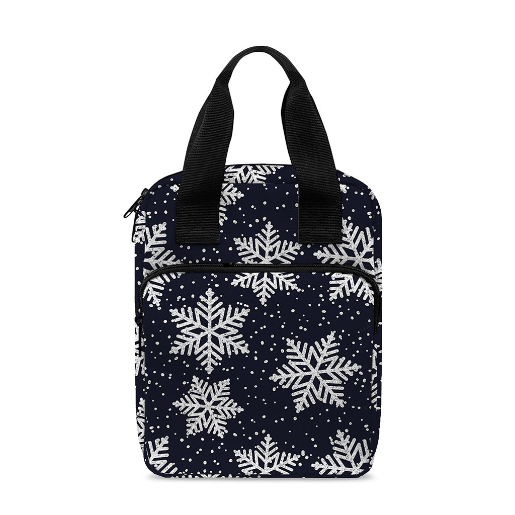 Blue And Silver Snowflake Pattern Print Bible Tote Bag