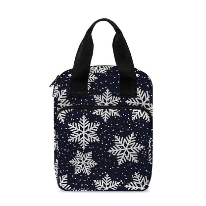 Blue And Silver Snowflake Pattern Print Bible Tote Bag
