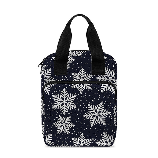 Blue And Silver Snowflake Pattern Print Bible Tote Bag