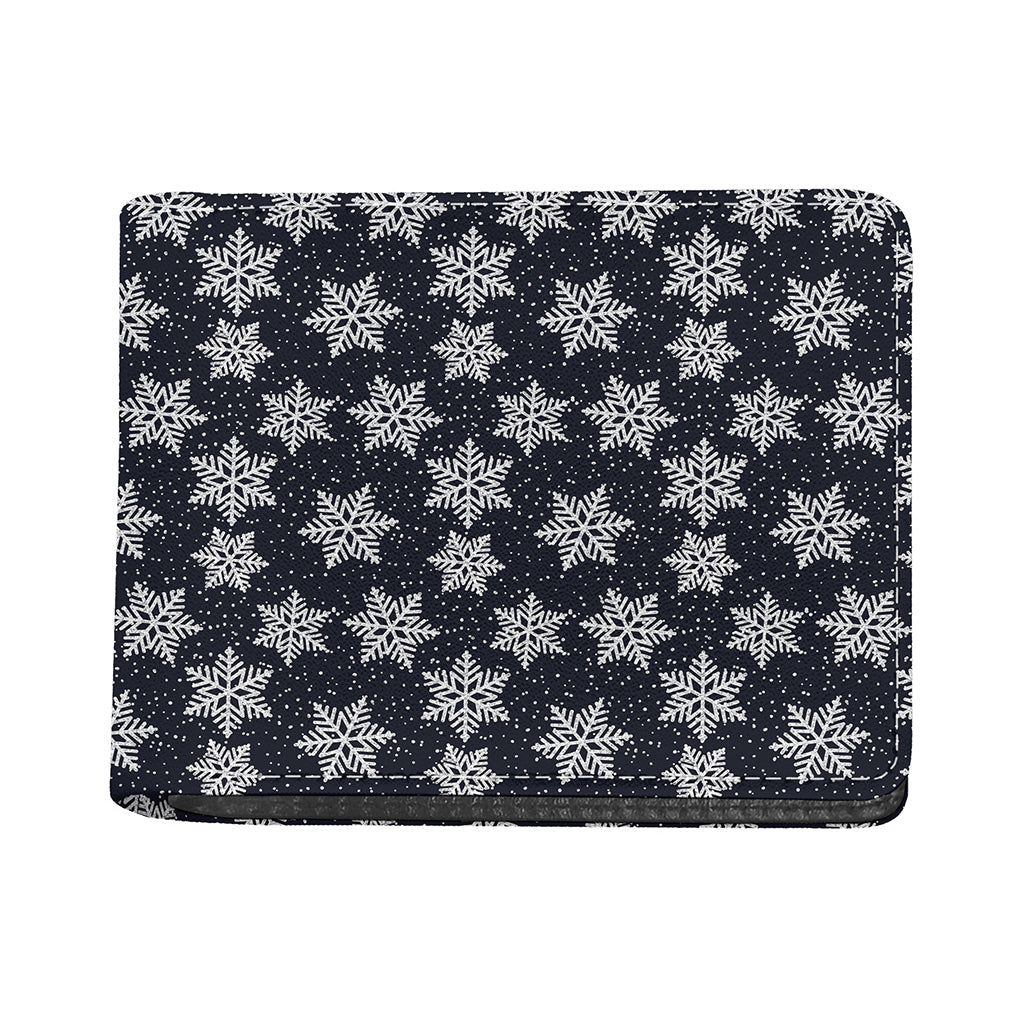 Blue And Silver Snowflake Pattern Print Bifold Wallet