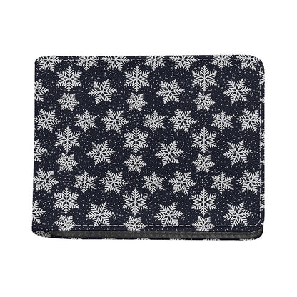 Blue And Silver Snowflake Pattern Print Bifold Wallet