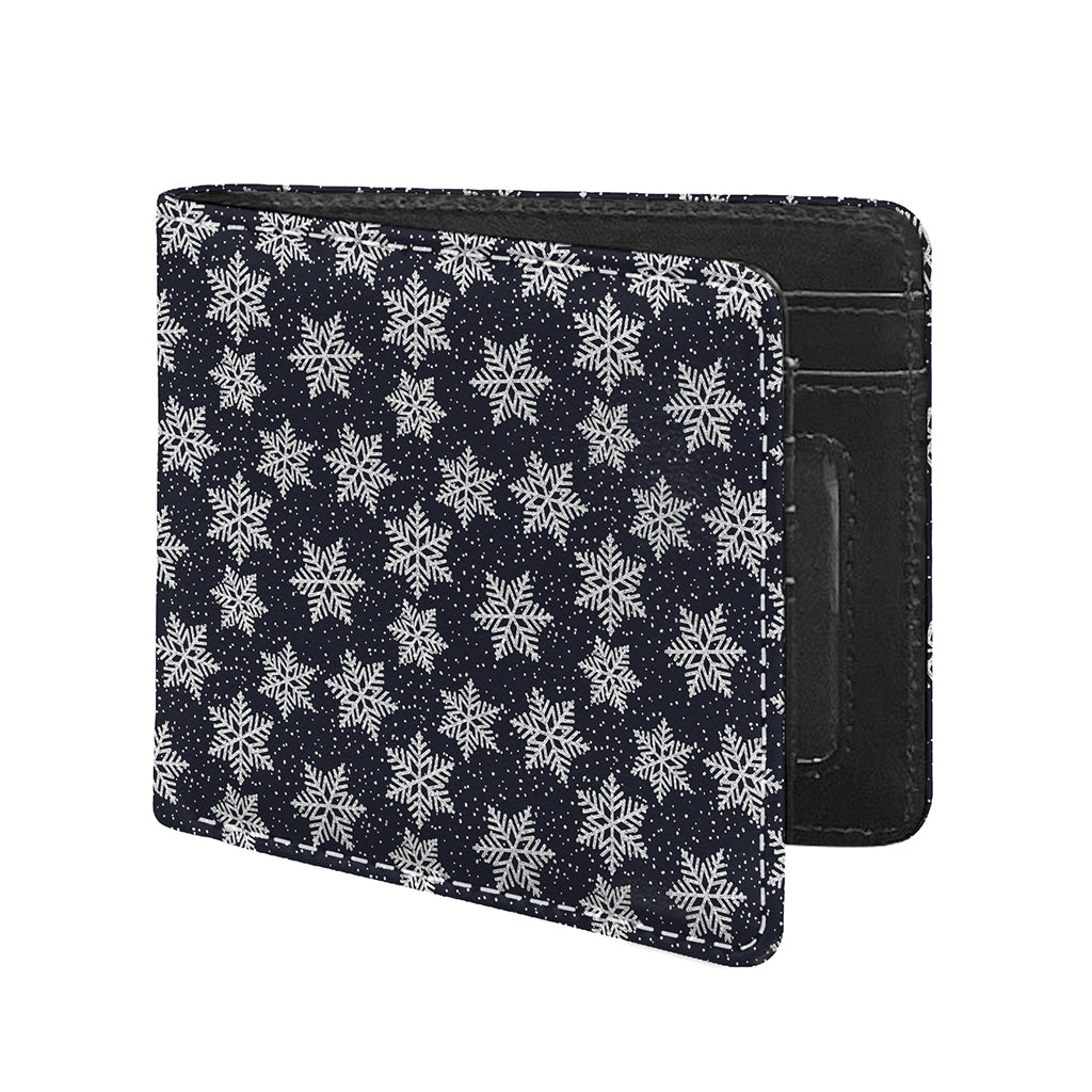 Blue And Silver Snowflake Pattern Print Bifold Wallet