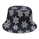 Blue And Silver Snowflake Pattern Print Bucket Hat