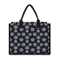 Blue And Silver Snowflake Pattern Print Canvas Tote Bag