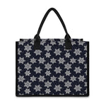 Blue And Silver Snowflake Pattern Print Canvas Tote Bag