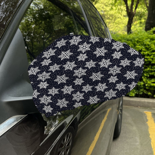 Blue And Silver Snowflake Pattern Print Car Side Mirror Covers