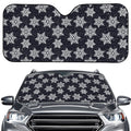 Blue And Silver Snowflake Pattern Print Car Windshield Sun Shade