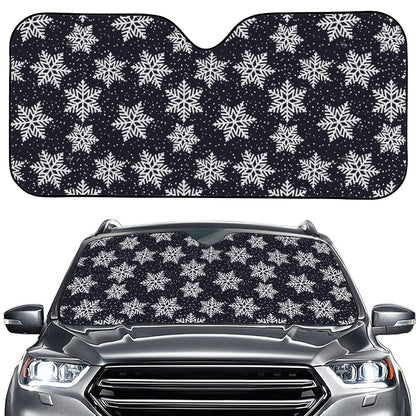 Blue And Silver Snowflake Pattern Print Car Windshield Sun Shade