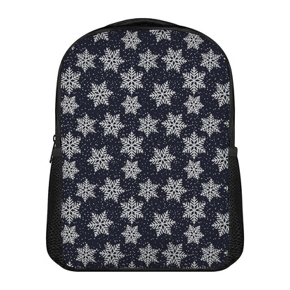Blue And Silver Snowflake Pattern Print Casual Backpack