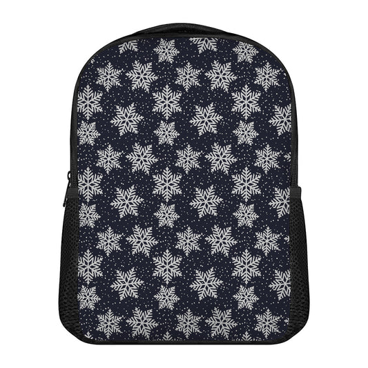 Blue And Silver Snowflake Pattern Print Casual Backpack