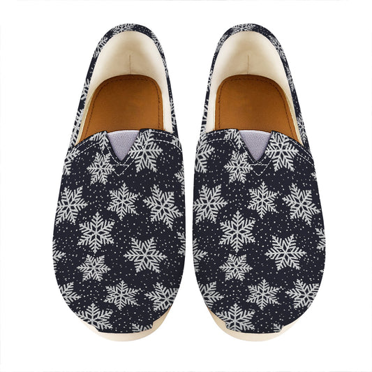 Blue And Silver Snowflake Pattern Print Casual Shoes