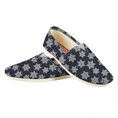 Blue And Silver Snowflake Pattern Print Casual Shoes
