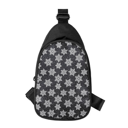 Blue And Silver Snowflake Pattern Print Chest Bag