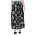 Blue And Silver Snowflake Pattern Print Chiffon Maxi Skirt