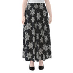 Blue And Silver Snowflake Pattern Print Chiffon Maxi Skirt