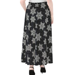Blue And Silver Snowflake Pattern Print Chiffon Maxi Skirt