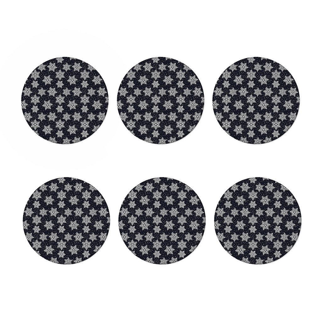 Blue And Silver Snowflake Pattern Print Coaster Set