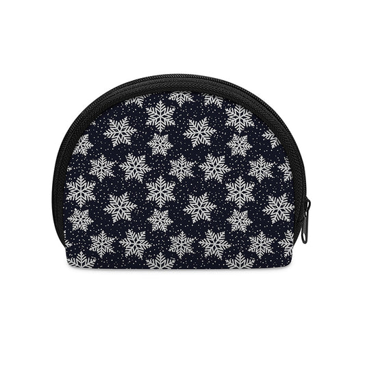 Blue And Silver Snowflake Pattern Print Coin Purse