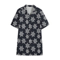 Blue And Silver Snowflake Pattern Print Cotton Hawaiian Shirt