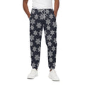 Blue And Silver Snowflake Pattern Print Cotton Sweatpants