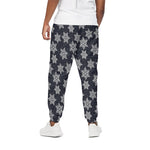 Blue And Silver Snowflake Pattern Print Cotton Pants