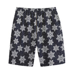 Blue And Silver Snowflake Pattern Print Cotton Shorts