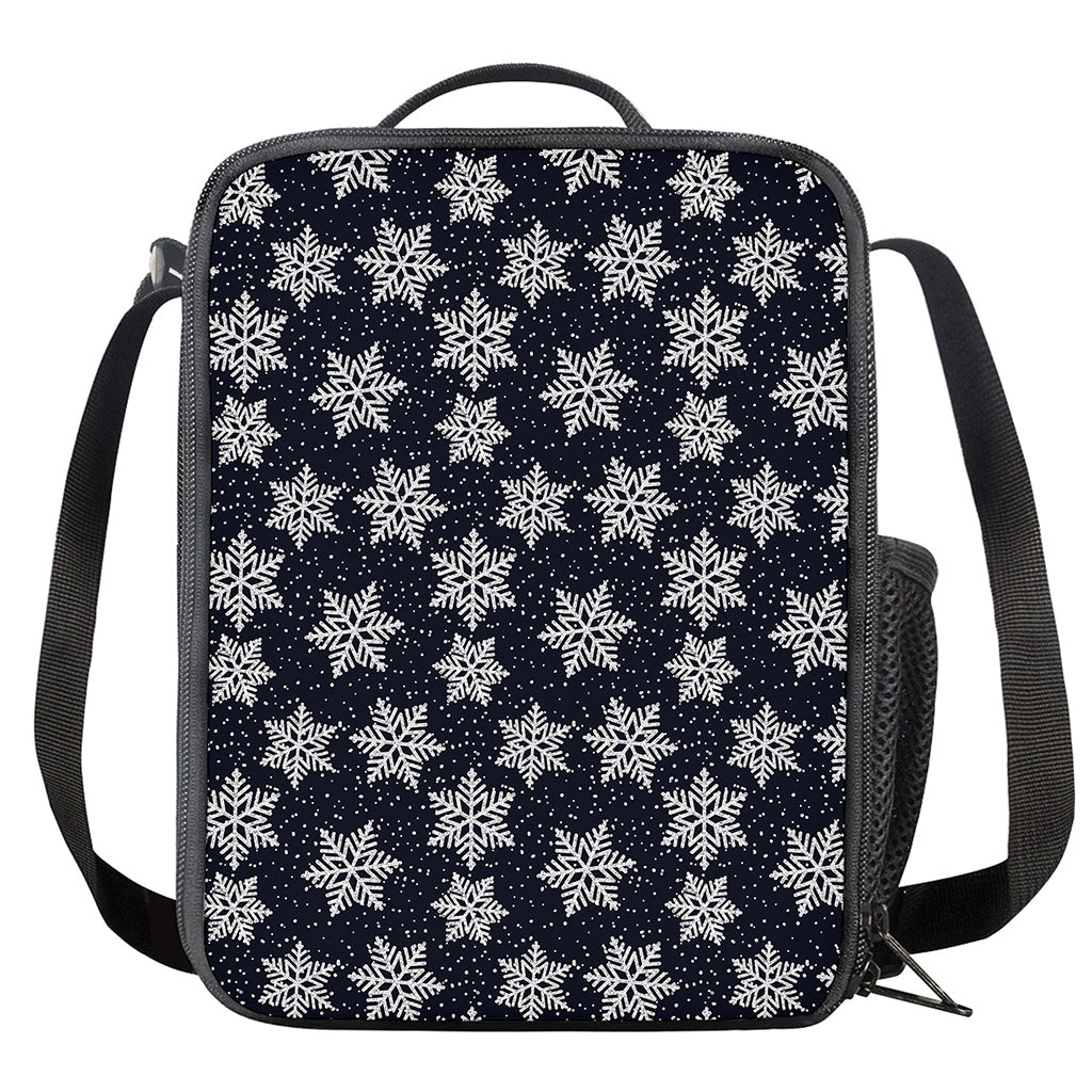 Blue And Silver Snowflake Pattern Print Crossbody Lunch Bag